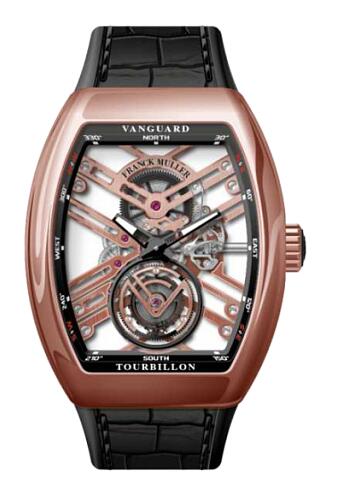 FRANCK MULLER V 45 T SQT RG Vanguard Tourbillon Skeleton Replica Watch